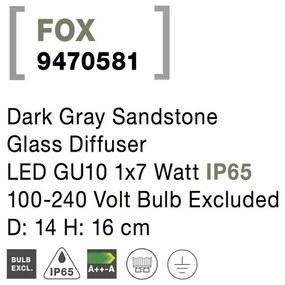 Mini stalp decorativ iluminat exterior IP65 FOX gri