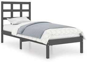 3105437 vidaXL Cadru de pat single, gri, 90x190 cm, lemn masiv