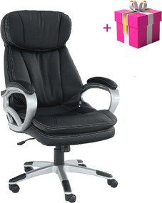 Fotoliu birou, piele eco neagră, ROTAR