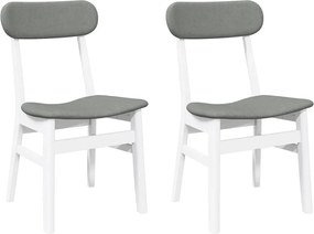 vidaXL Scaune de sufragerie cu perne 2 buc cauciuc din lemn masiv alb