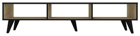 Comoda TV Tirro V2, Stejar Artisan/Negru, 150 x 35 x 35 cm