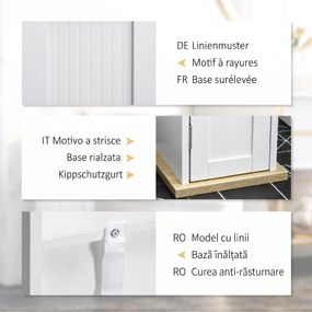 kleankin Dulap Baie Îngust, Dulăpior Salvaspațiu cu Suport Hârtie Igienică, Rafturi Reglabile, pentru Spălătorie, Modern, 20x20x80 cm, Alb | Aosom Romania