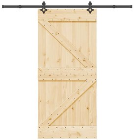vidaXL Ușă glisantă cu set de feronerie 95x210 cm, lemn masiv de pin