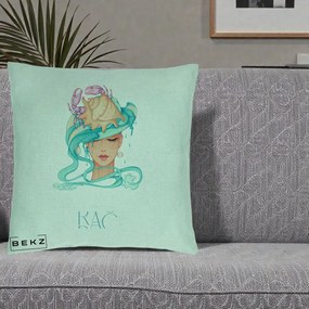 Perna Personalizata Zodie Rac, 40x40 cm, Verde Menta, Husa Detasabila, Perna Inclusa, BEKZ®