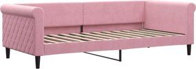 vidaXL Pat de zi, roz, 90x200 cm, catifea