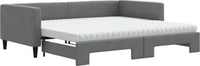 vidaXL Pat de zi cu extensie și saltele, gri închis, 100x200 cm textil