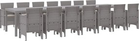 vidaXL Set de masă de grădină cu perne cu pernă 15 pcs Gri deschis PP