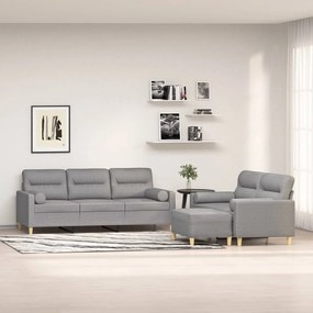 3153785 vidaXL Set canapea perne/perne decorative, 3 piese, gri deschis textil