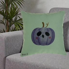 Perna Decorativa Dovleac Halloween Mov Kawaii, 40x40 cm, Verde, Husa Detasabila, Perna Inclusa, BEKZ®