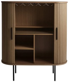 Dulap vinotecă maro cu aspect de lemn de stejar cu ușă glisantă 100x118x40 cm Nola – Unique Furniture