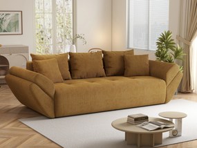 Canapea extensibilă dumonde cu ladă de depozitare si sezut confortabil din spuma high-density, Berlin Zoom Mustar 250x100 cm