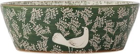Bol din ceramică cu păsări lila și motive florale verzi pictate manual, 28×9 cm, „Hezha"