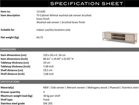 Comoda TV design LUX Wilmot furnir stejar albit