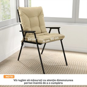 Outsunny Set 2 Perne pentru Scaune de Exterior cu Curele de Fixare, Perne Imbottite din Poliester și Bumbac, pentru Șezlonguri, Fotolii, 50x120x8 cm, Bej | Aosom Romania
