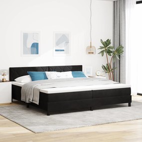 vidaXL Pat box spring cu saltea &amp; LED, negru, 200x200 cm catifea