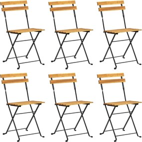 vidaXL Scaune de grădină pliabile, 6 buc., oțel și lemn masiv acacia