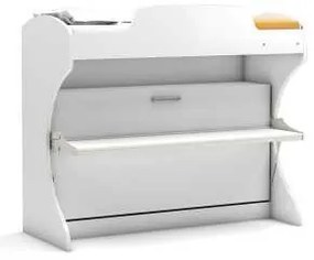 Pat rabatabil suprapus cu birou Diva Academy Bunk (85X190) si (90X190) - Alb Mat