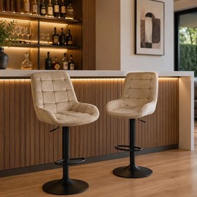 Scaun de bar bej ABS 145 – Catifea, design elegant, confortabil, ajustabil