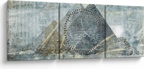 Tablou - Piramide în filtru albastru (cu ceas) (90x30 cm)