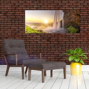 Tablou - Seljalandsfoss din spatele peșterii (120x50 cm)