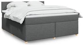 vidaXL Pat box spring cu saltea, gri închis, 180x200 cm, textil