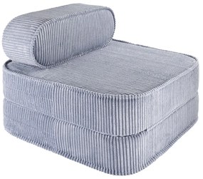 Fotoliu de copii albastru cu tapițerie din catifea reiată Flip – Wigiwama