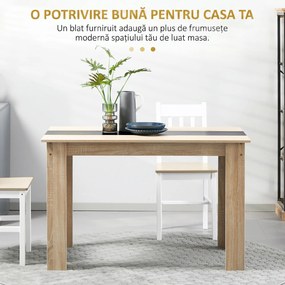 HOMCOM Masă de Dining pentru 4-6 Persoane, Masă de Bucătărie Modernă din Lemn, 120x69x75 cm, Lemn Natural | Aosom Romania