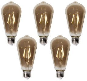 Set 5 becuri E27 dimbare LED lamp ST64 smoke 2W 200 lm 2700K