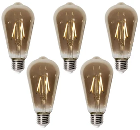 Set 5 becuri E27 dimbare LED lamp ST64 smoke 2W 200 lm 2700K