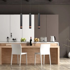 Lustră LED pe cablu TUBA 3xGU10/4,8W/230V neagră/cupru