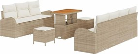 vidaXL Set de canapele pentru grădină cu pernă 10 pcs Bej și crem