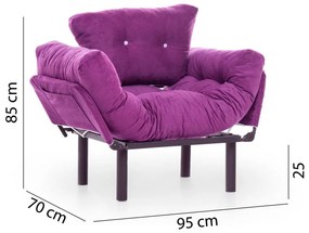 Fotoliu Extensibil Mocca, Violet, 95 x 70 x 85 cm