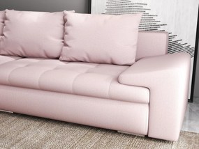 Colțar extensibil dumonde cu ladă de depozitare si sezut confortabil din spuma high-density, Leonardo Enjoy Roz 260x185 cm