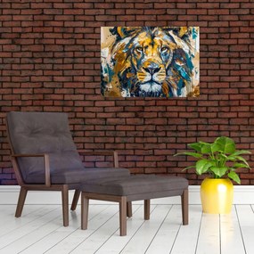 Tablou - pictură în ulei abstractă cu leu (70x50 cm)