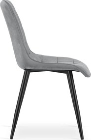 Scaun de masa SPLIT VELVET cu picioare negre, gri deschis