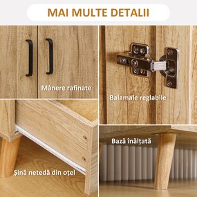 HOMCOM Dulap Dormitor 2 Uși cu 2 Sertare și Bară pentru Umerașe 80x54x180 cm Lemn | Aosom Romania