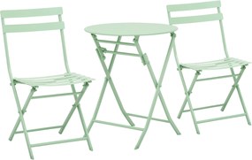 Outsunny Set de Mobilier de Grădină pentru 2 Persoane Masă Bistrou cu 2 Scaune pentru Curte Grădină Pliabil Verde | Aosom Romania
