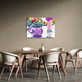 Tablou pe sticlă - afine într-o ceașcă (70x50 cm)
