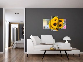 Tablou cu buchetul miresii de floarea soarelui (90x60 cm)