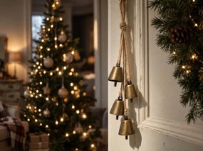 Decoratiune de Craciun pentru agatat GOLDEN BELLS 35 cm, aurie