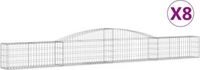 vidaXL Coșuri gabion arcuite 8 buc, 400x30x40/60 cm, fier galvanizat