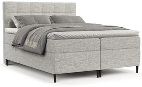 Pat boxspring gri deschis cu spațiu de depozitare 140x200 cm Urbaneo – Maison de Rêve
