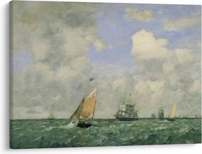 Tablou - Eugène Boudin, Ships and Sailing Boats Leaving Le Havre, reproducere (70x50 cm)