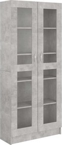 vidaXL Dulap cu vitrină, gri beton, 82,5x30,5x185 cm, lemn prelucrat