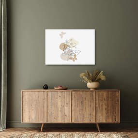 Tablou pe sticlă - Flori bej cu fluture N⁰1 (70x50 cm)