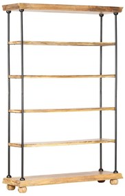 286267 vidaXL Bibliotecă cu 5 rafturi 120x35x180 cm, lemn masiv mango și oțel