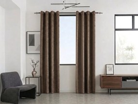 Draperie opaca LOOM VELVET 140x250 cm, maro Agatat: Inele metalice
