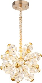 Lustra LED suspendata metal auriu, sticla transparenta FLORIELLA