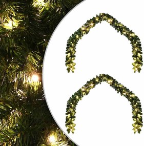 vidaXL Ghirlandă de Crăciun cu 600 LED 2 pcs Verde PVC