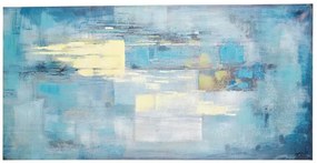 Tablou decorativ albastru din lemn de Brad si panza, 140x3,5x70 cm, Abstract Talent Bizzotto